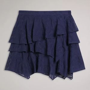 Ted Baker Tieri Tiered Mini Skirt, Navy, 4